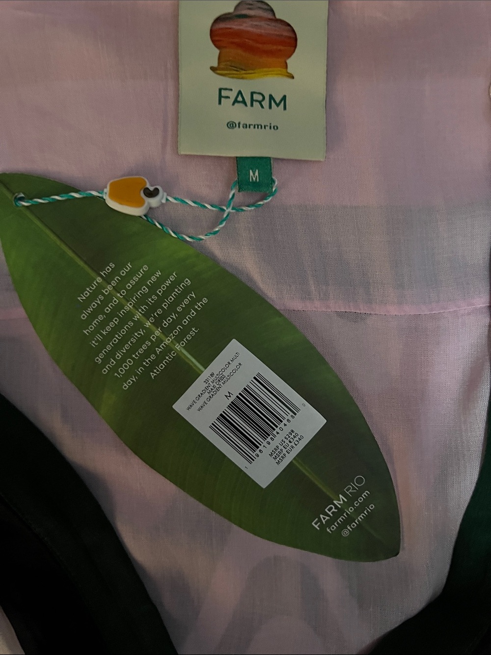 FARM Rio NWT Wavy-Stripe Maxi Dress in Pink, Green & Black - Picture 2 of 3